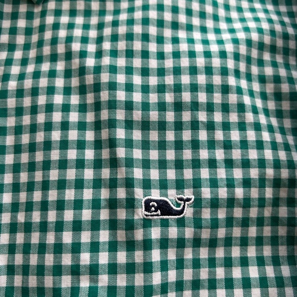 Vineyard Vines Gingham Green White Plaid Check Shirt Preppy Boys 16 - Picture 2 of 3